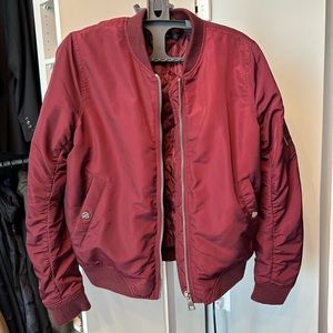 Stradivarius red/cherry/burgundy bomber jacket